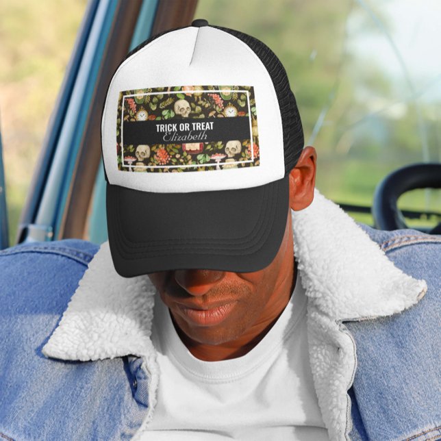 Boné Abstrato Halloween do Flor do Cogumelo da Planta d (Criador carregado)