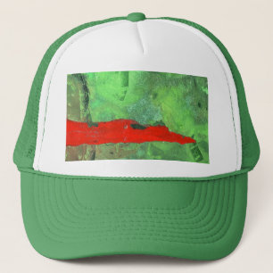 Boné Abstrato verde e vermelho, design quente e frio