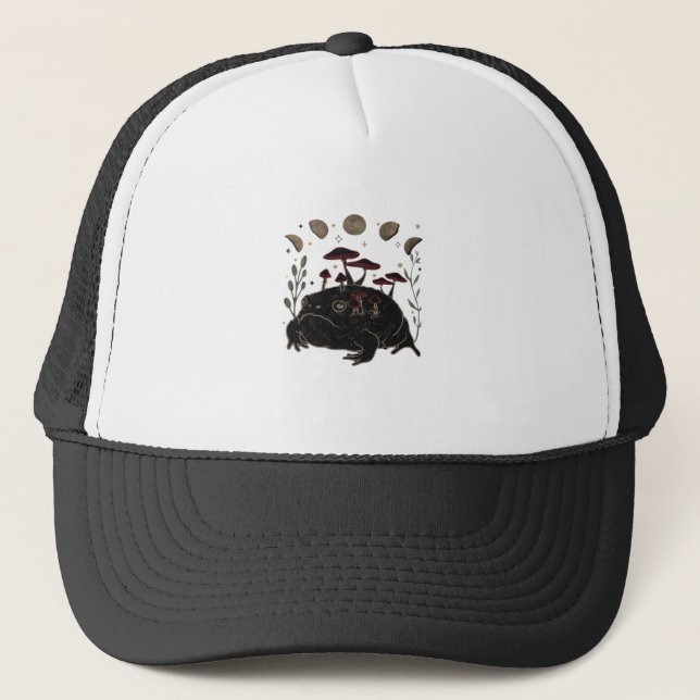 Boné Academia Moon Witchy Goblincore Aesthetic Frog Cla (Frente)