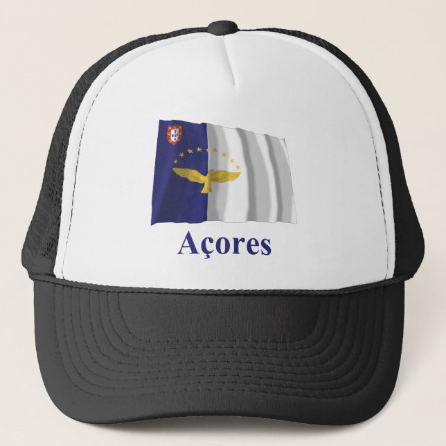 Boné Açores que acenam a bandeira com nome no português (Frente)