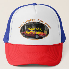 Boné Add Name, His Car Photo, Text, RACE IT - BREAK IT