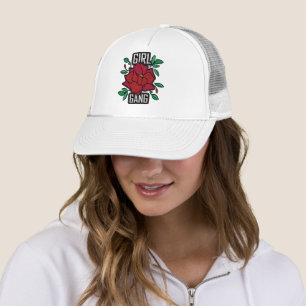 Boné Adesivo de Moda com Remendo de Rosa Vermelha de Ga