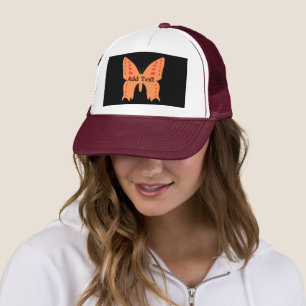 Boné Adicionar Borboleta Laranja Texto Impresso Belo Bo