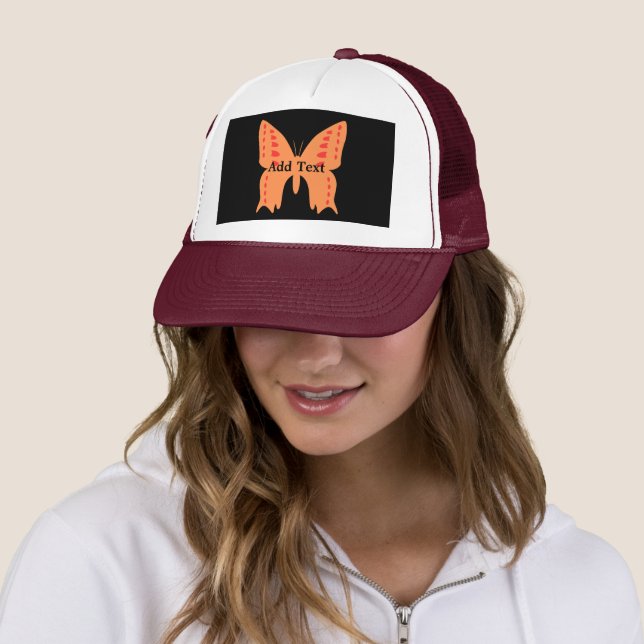 Boné Adicionar Borboleta Laranja Texto Impresso Belo Bo (In Situ)