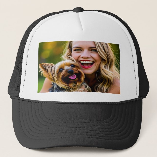Boné Adicionar Foto de Yorkshire Terrier Personalizar (Frente)