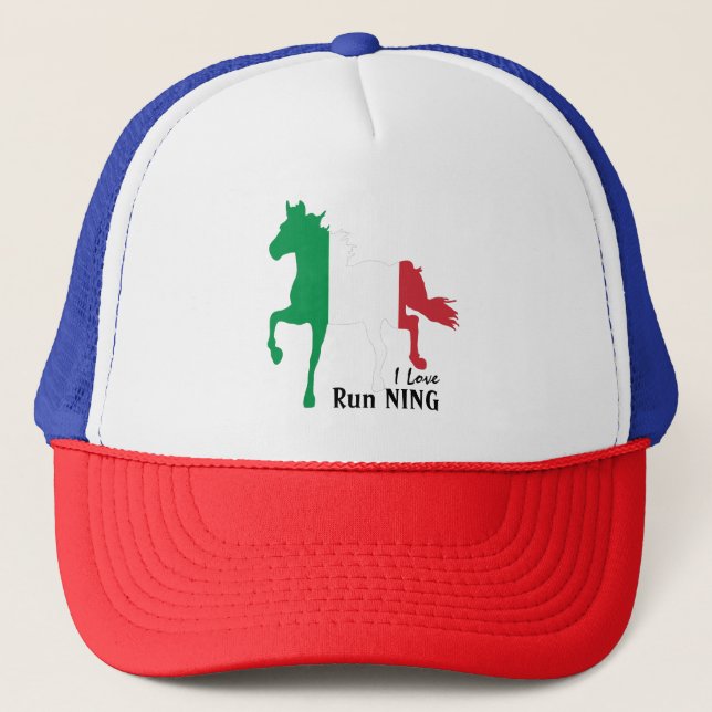 Boné Adoro Correr e Cavalo, Itália, bandeira/esportes (Frente)