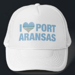 Boné Adoro Port ArKansas Cute Texas Beach<br><div class="desc">Eu adoro o chapéu de Port ArKansas com uma bela foto em forma de coração da praia do Texas. Belas águas costeiras oceânicas me fazem feliz nas férias de verão. Um boné bonito.</div>