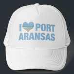 Boné Adoro Port ArKansas Cute Texas Beach<br><div class="desc">Eu adoro o chapéu de Port ArKansas com uma bela foto em forma de coração da praia do Texas. Belas águas costeiras oceânicas me fazem feliz nas férias de verão. Um boné bonito.</div>