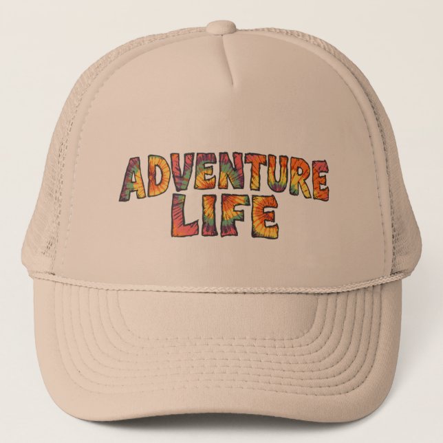 Boné Adventure Life | Gráfico Retro Tie Dye Wanderlust (Frente)