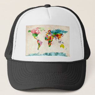 Boné Aguarelas do mapa do mundo