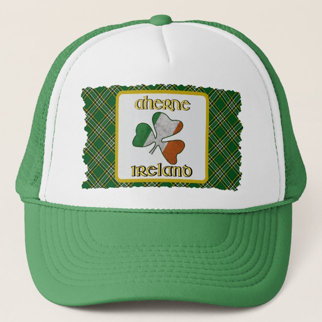 Boné Aherne Irish Flag Shamrock Trucker Hat (Frente)
