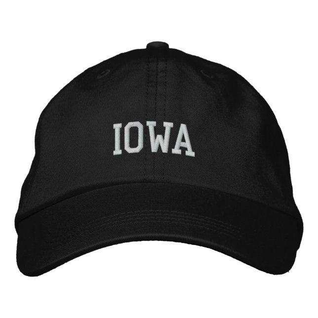 Boné Ajustável Bordado de Iowa Preto (Frente)