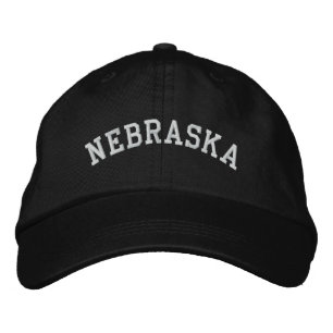 Boné ajustável bordado do Nebraska - Preto