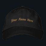 Boné Ajustável Personalizado Nome Preto<br><div class="desc">Deixe sua marca com este boné preto ajustável Alternative Apparel Basic com “Seu Nome Aqui” impresso de forma personalizada para um toque verdadeiramente único. A base preta profunda aumenta a visibilidade,  dando ao seu nome uma aparência nítida e premium.</div>