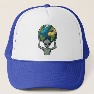 Boné Alienígena Cinza Levantando a Terra 🌍👽