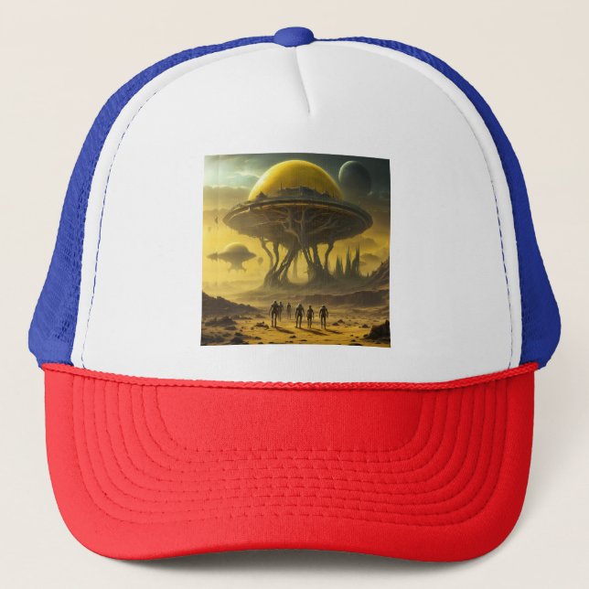 Boné Alienígena SciFi World View Planet Ufo Torre (Frente)