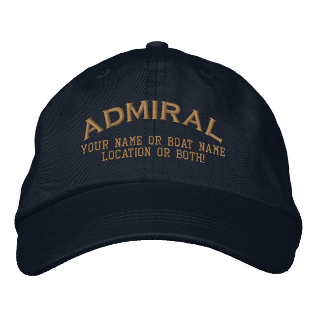 Boné Almirante Personalizado Nome do Barco Local (Frente)