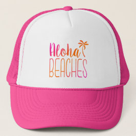 Boné Aloha Beaches | Chapéu de Caminhoneiro Rosa e Lara