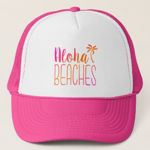 Boné Aloha Beaches   Chapéu de Caminhoneiro Rosa e Lara