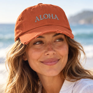 Boné Aloha Bordado Desgastado Terracota