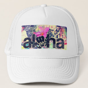 Boné Aloha branco do camionista do paraíso para fora