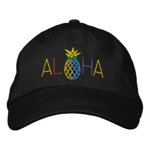 Boné Aloha gráfico do bordado do abacaxi sobre