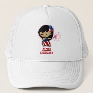 Boné Aloha Honys USA Flag Hula Girl Hats
