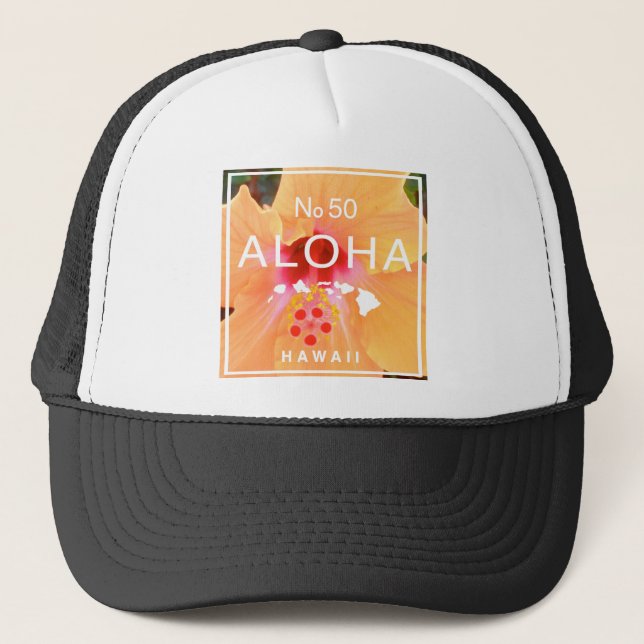 Boné Aloha n.o 50 Orange Hibiscus (Frente)