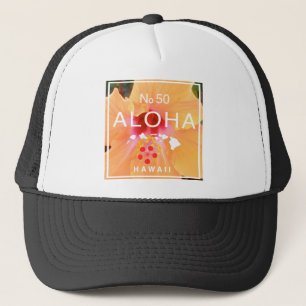 Boné Aloha nenhuns 50 hibiscus alaranjados