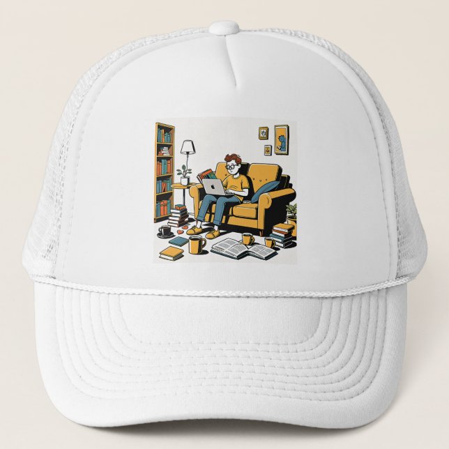 Boné Amante de Livros no Sofá (Frente)