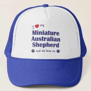 Boné Ame meu pastor australiano diminuto (o cão fêmea