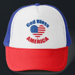 Boné América deus abençoe<br><div class="desc">América deus abençoe escrita em volta da bandeira americana em forma de coração em vermelho, branco e azul para um patriota. Um belo presente patriótico para um cristão.</div>