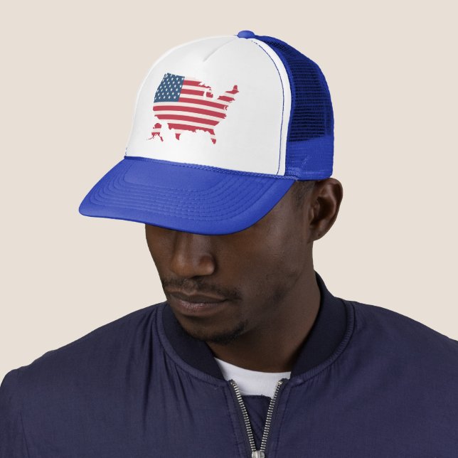 Boné America Map USA Flag Patriotic Snapback Hat (In Situ)