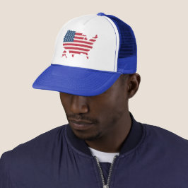 Boné America Mapa USA Bandeira Patriótica