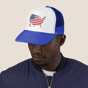 Boné America Mapa USA Bandeira Patriótica