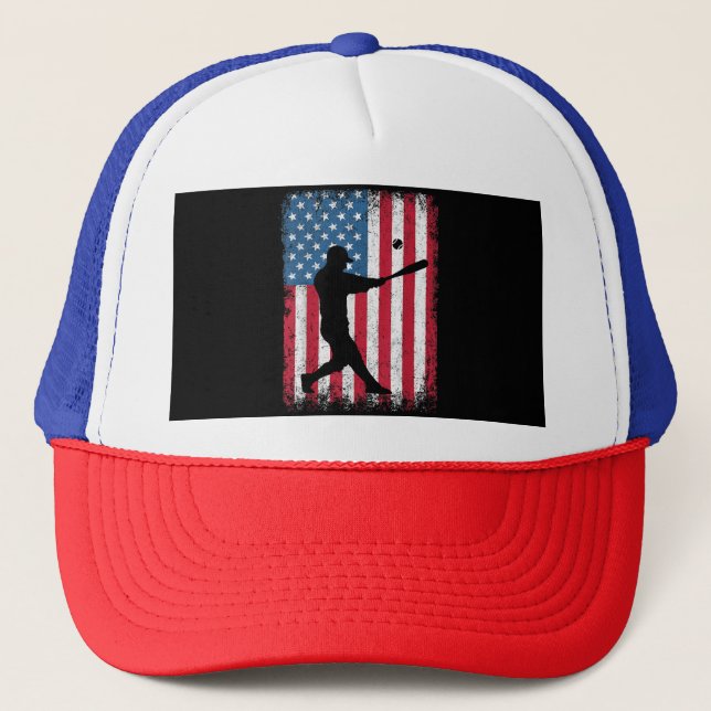 Boné American Flag Baseball Team Presente para Men Boys (Frente)