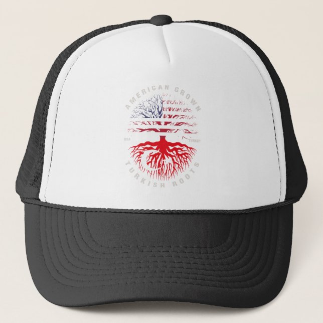 Boné American Grown Turkish Roots Turkey Flag (Frente)