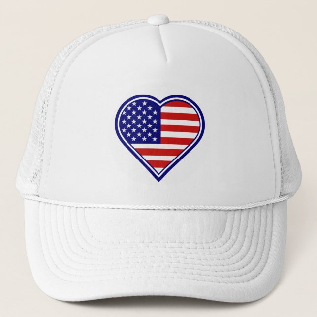 Boné American Heart Shape USA Flag Mesh Hat (Frente)