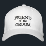 Boné Amigo do casamento elegante branco preto do Groom<br><div class="desc">Amigo do noivado elegante e preto do Groom,  Bordered Baseball Boné. Disponível em muitas cores e opções de estilo. Texto preto totalmente personalizável.</div>