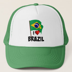Boné Amo o Brasil, bandeira do Brasil acenando