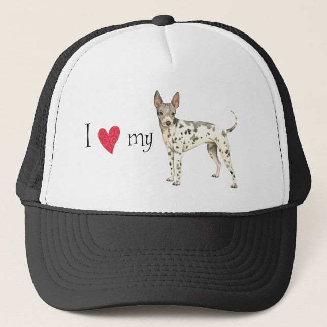Boné Amo o meu Terrier americano sem cabelos (Frente)