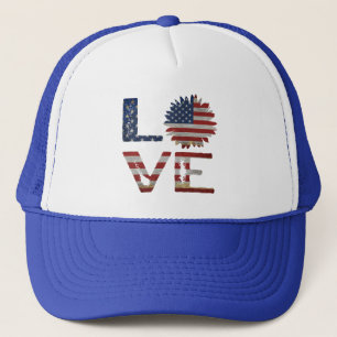 BONÉ AMOR 4 DE JULHO PATRIÓTICO GIFT TRUCKER HAT