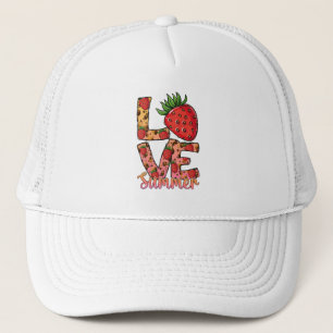 Boné Amor e Verão Rosa e Castanho Morango Fresco