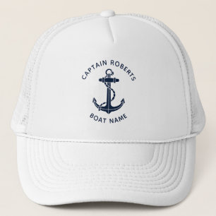 Boné Âncora Azul Marinho Náutico Barco Capitão Personal