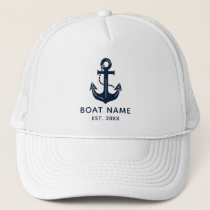 Boné Âncora de Nome de Barco Náutico Personalizado