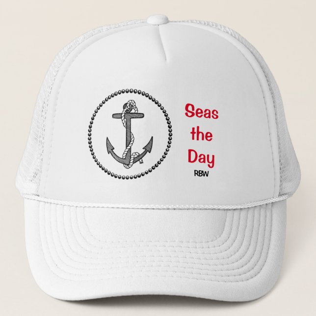 Boné Âncora personalizada "Seas the Day" (Frente)