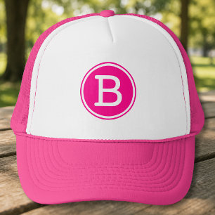 Boné Anel Branco com Círculo Rosa Vibrante Monograma