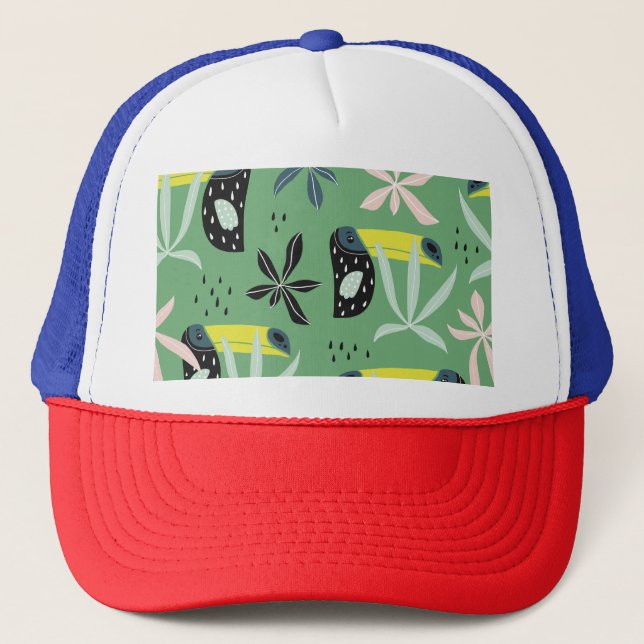 Boné Animais da selva, elementos tropicais, sem costura (Frente)