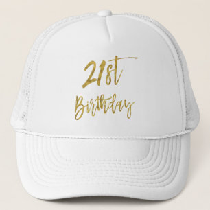 Boné aniversário de 21 anos Gold Foil e White Trucker H
