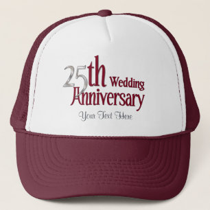 Boné Aniversário de 25 Silver e Burgundy